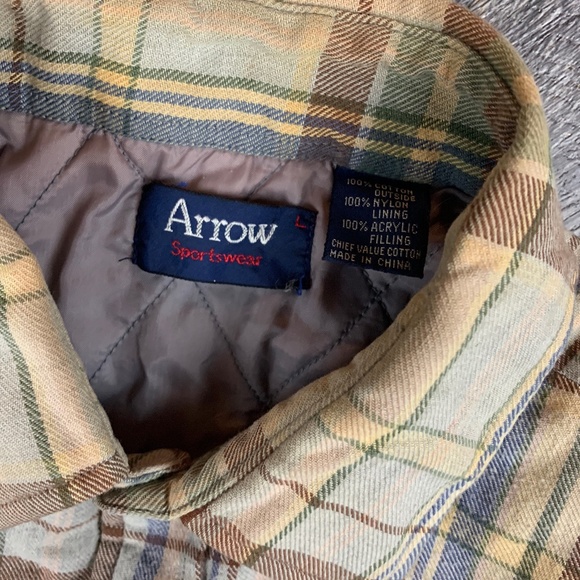 Vintage Arrow Insulated Flannel Size Large 90s Button Up Casual Workwear Collar - Picture 6 of 7